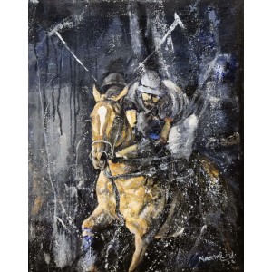 Naeem Rind, 16 x 20 Inch, Acrylic on Canvas, Polo Painting, AC-NAR-053